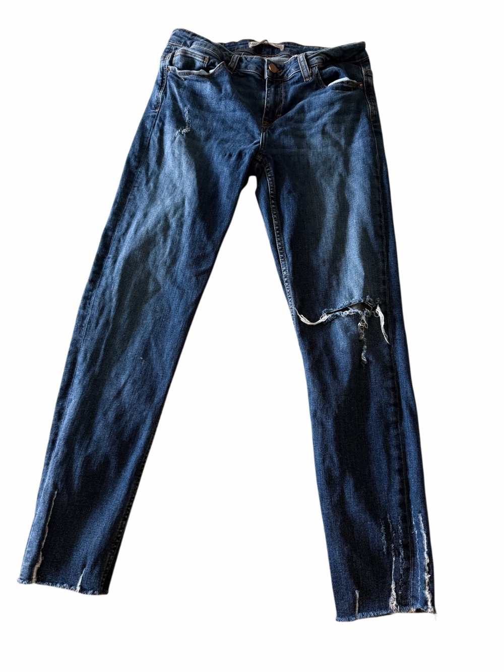 Distressed Dark Blue Skinny Jeans by Zara